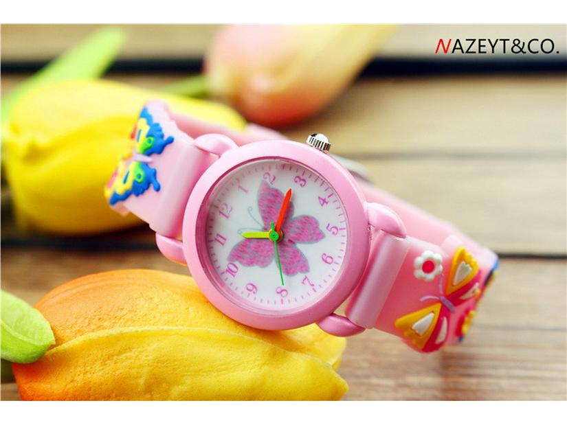 3D Kids' Quartz Butterfly Watch - Silicone Band for Elementary Students