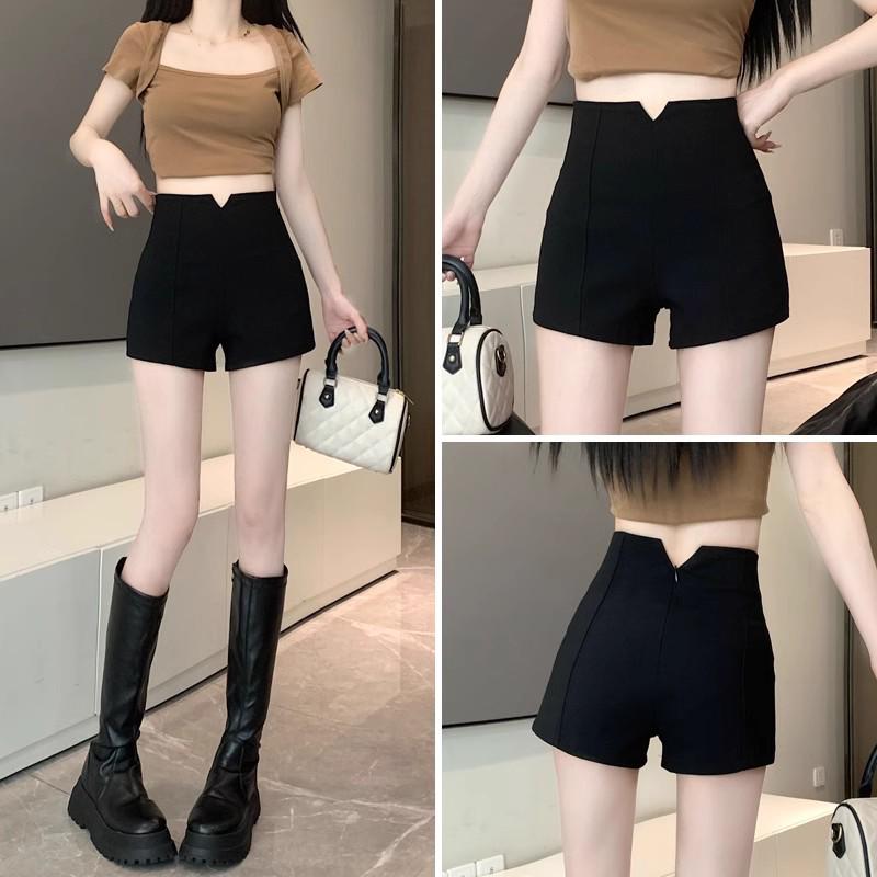 

2024 Women s High Waist A-line Black Shorts: Slimming Spring/Summer Casual Outwear 2XL чорний