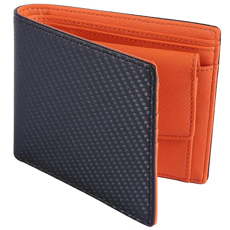 

[Legare] [Legale] carbon leather bifold wallet men s bifold wallet genuine leather 6 colors (with original presentation box) (orange)