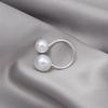 J588 Minimalist Double Pearl Open Ring for Women