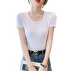 Women's 2025 Slim Fit White Round Neck Short Sleeve Pure Cotton T-Shirt