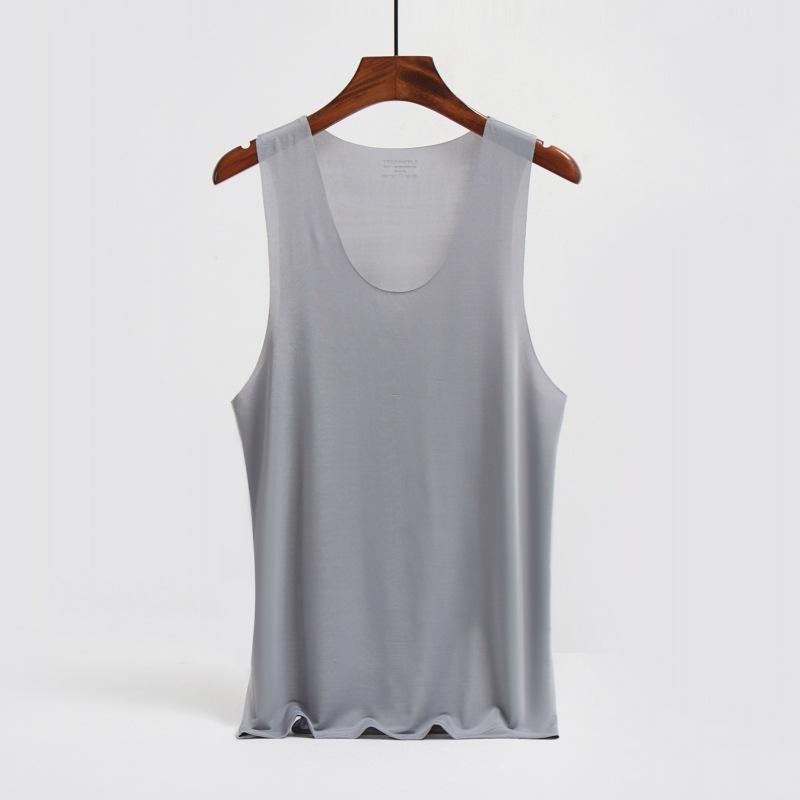 Liquid Ice Silk | Mercerized and Silky Summer Men's Vest Ultra-thin and Seamless V Round Neck Wide and Narrow Shoulder Sports Quick-drying High Elasti