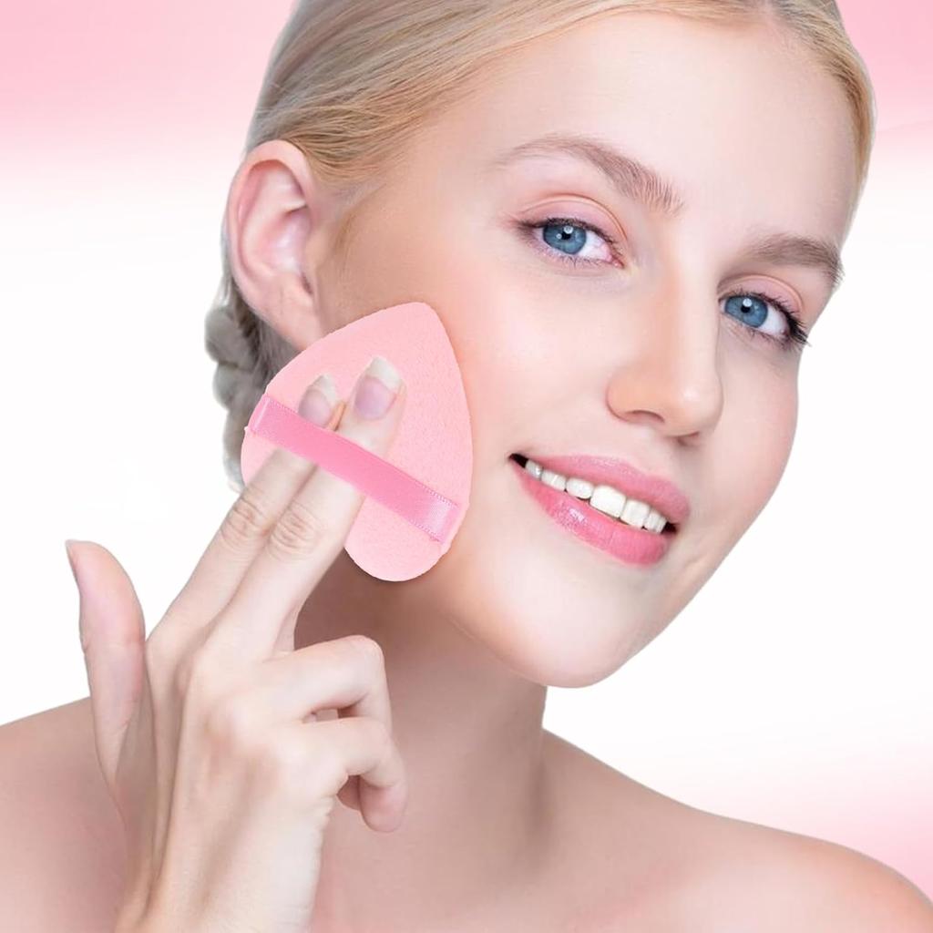 12Pcs Pink Face Powder Puff, Heart Shaped Loose Powder Puffs for Applying Face, Normal Size Soft Reusable Velour Makeup Setting Tool for Women