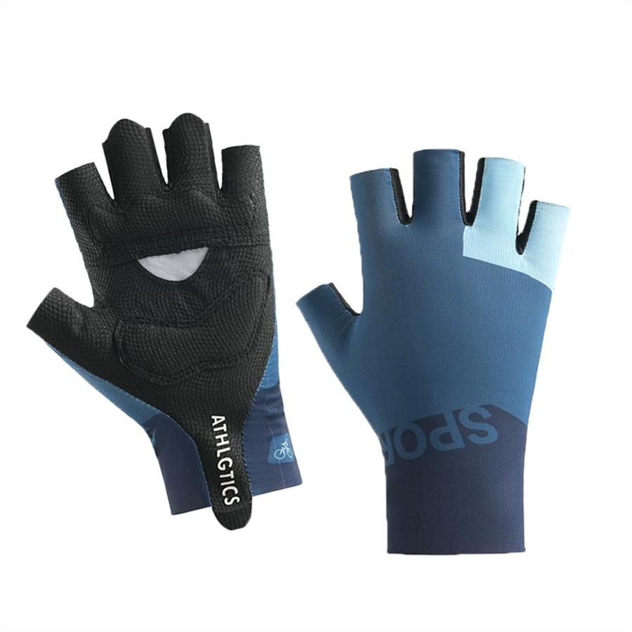 Color Block Half Finger Cycling Gloves, Anti-Slip Breathable Gloves for Outdoor Sports