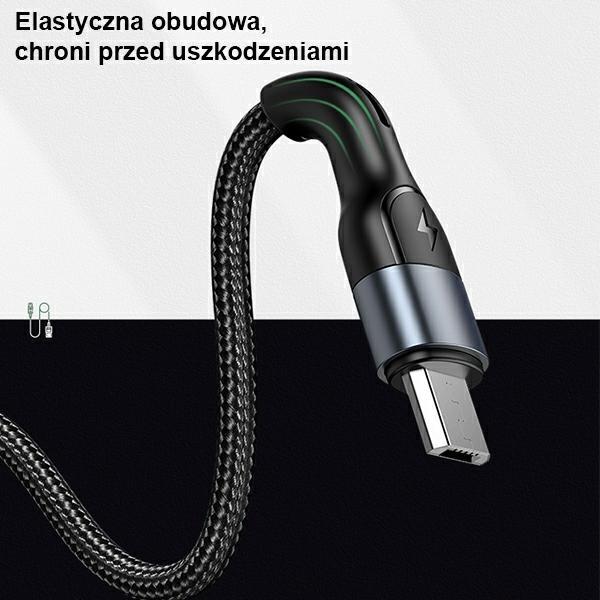 Usams Kabel Pleciony U55 2A Micro Usbczarny/Black 1M Sj450Usb01 (Us-Sj450)
