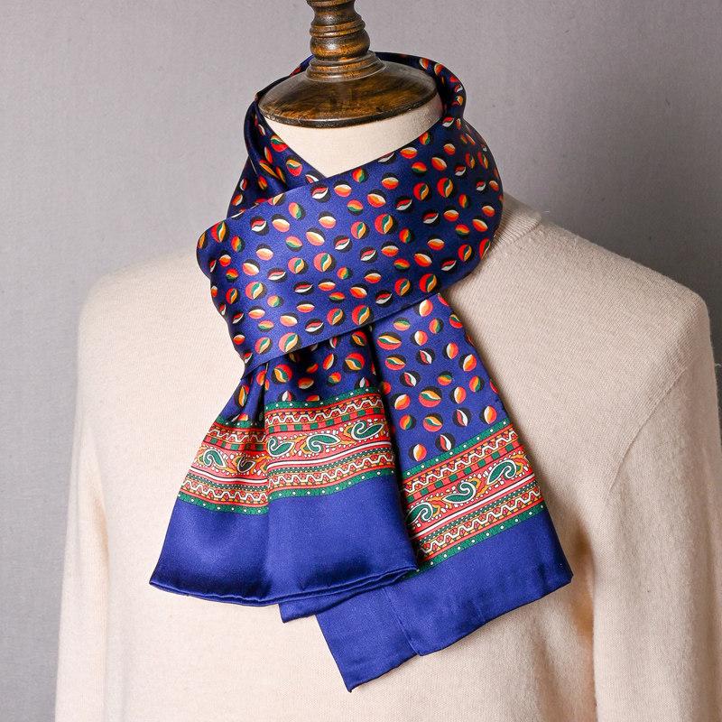 Black Mulberry Silk Men'S Scarf Imitation Silk Silk Scarf Plaid Men'S Middle-Aged And Old Scarf Spring, Autumn And Winter Thin