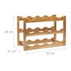 Relaxdays Bottle Rack, Small, 3-tier Shelf for 12 Wines, H X W X D : 28 X 42,5 X 21 Cm, Nature