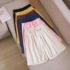 Frauen Einfarbig Elastische Taille Shorts Kordelzug Breite Bein Hosen Sommer Baumwolle Leinen Strand Shorts