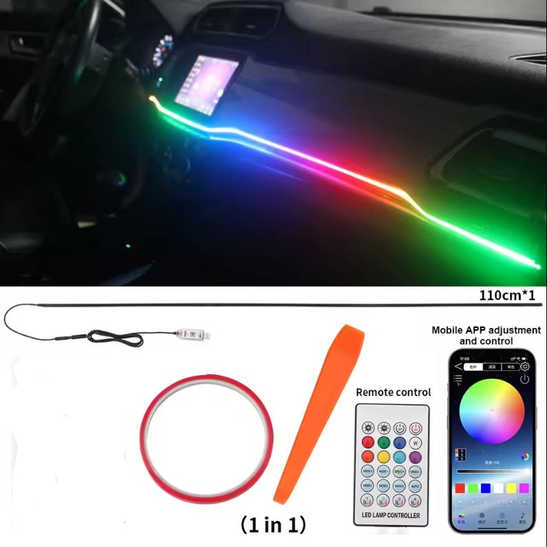 USB LED Car Ambient Lights App Remote Control Neon Light RGB Car Interior Decoration Acrylic Strips Atmosphere Lamp 64 Colors