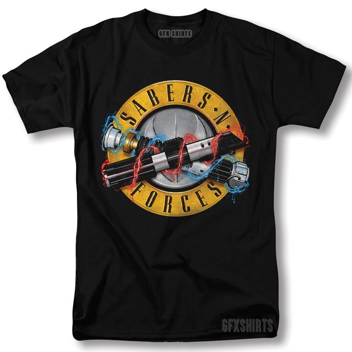 Sabers N Forces Shirt Guns N Roses Star Wars Graphic Design T-shirt L