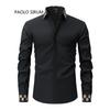 Fashionable Embroidered Long-sleeved Men's Shirts Fashionable Versatile Lapel Long-sleeved Casual Button Splicing Cardigan