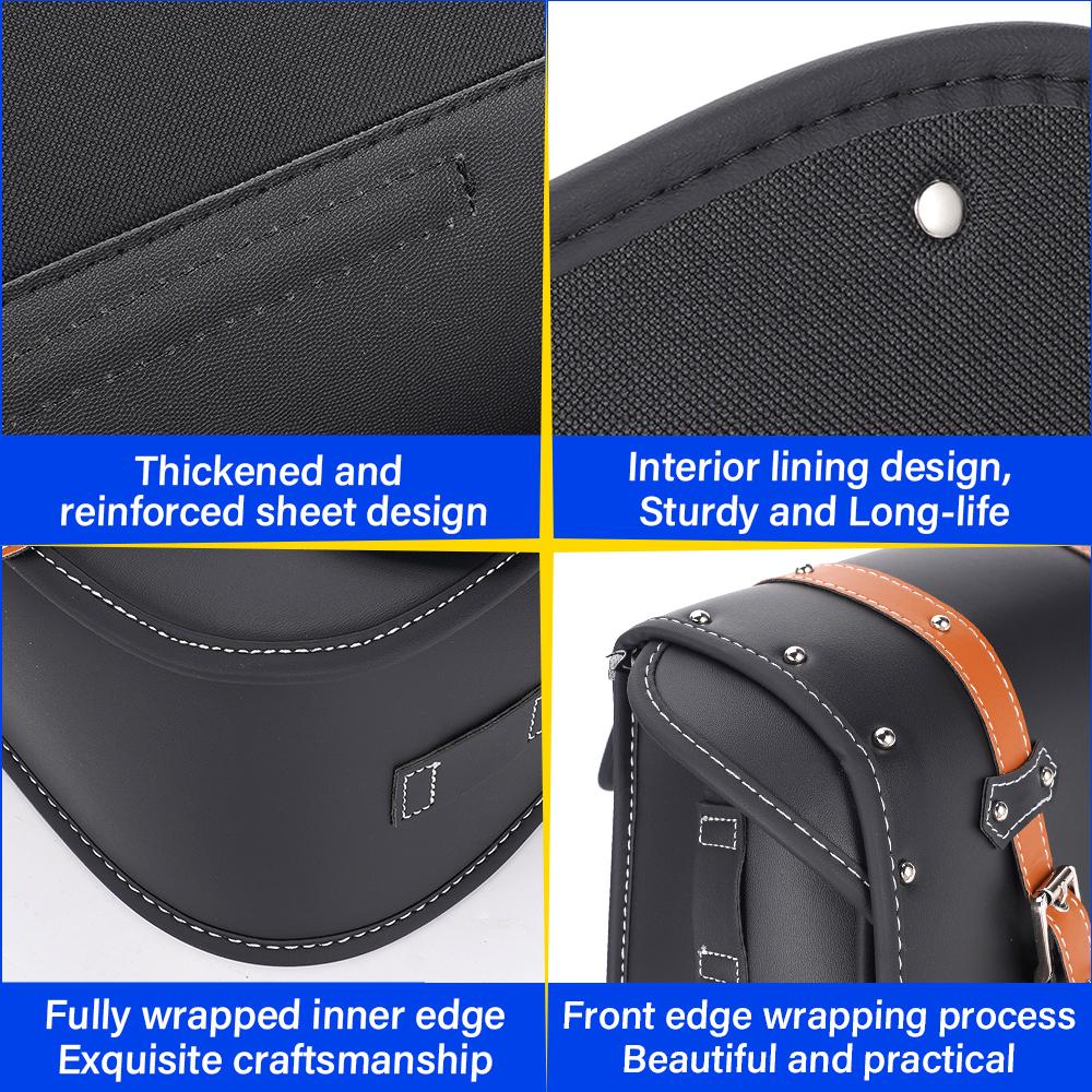 Universal Retro Motorcycle Side Hanging Bags Waterproof Pu Leather Saddle Bags Electric Bike Side Luggage Anti-Theft Car Bags