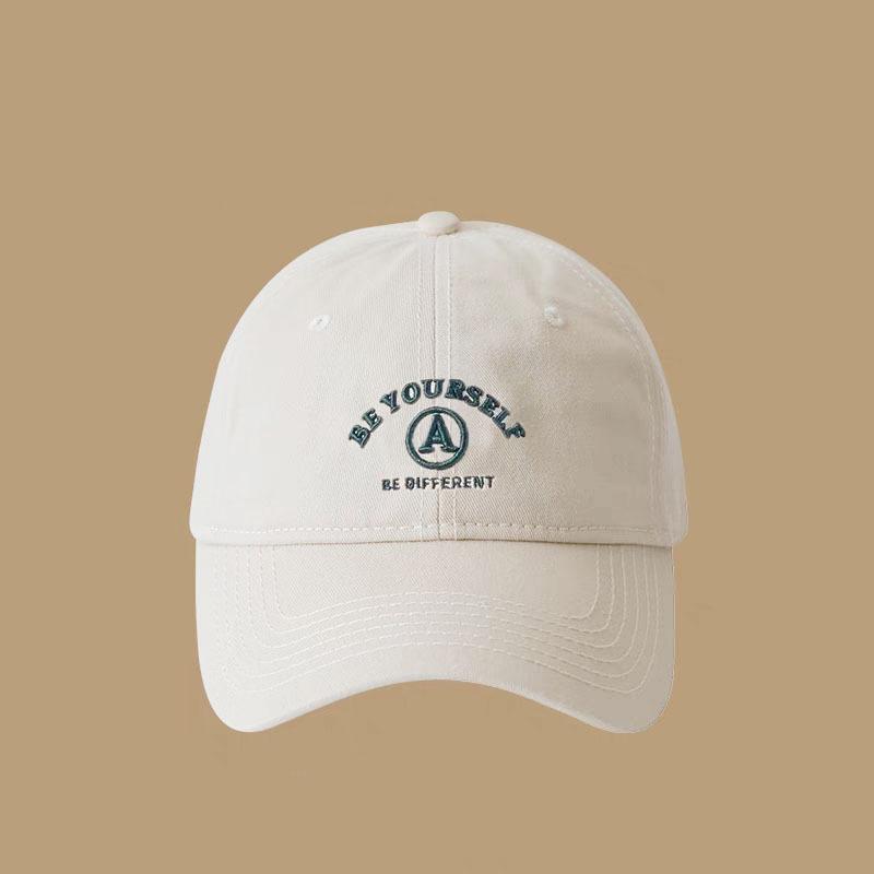 

Women Cotton Baseball Cap Solid Color Letter Embroidery Peaked Hat Casual Adjustable Girl Sunscreen Caps Adjustable бежевый