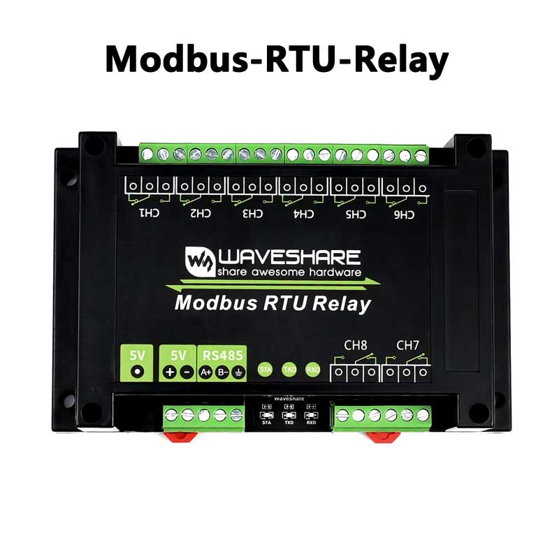 Waveshare Industrial Modbus RTU 8-ch Relay Module with RS485 Interface Multi Isolation Protection Circuits