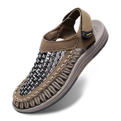 Moda Nuovo Design Sandali in Rete Uomo Traspiranti Estivi Piatte Esterni Sandali Fatti a Mano Antiscivolo Scarpe da Spiaggia Traforate Scarpe da Deserto