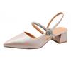 Pointed Empty Single Shoes Women's Thick Heel 2025 New Summer French Mary Jane Shoes with High Heel Bag Head Sandals