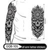 Adesivo Tatuaggio Completo per Braccio Uomo: Design Realistico Impermeabile, Motivo Tigre e Teschio