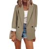 2025 Autumn Winter Women's Solid Color Blazer, Notched Lapel Long Sleeve Office Chic Jacket, Business Casual Trench Coat for Workwear