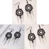 Black Five Pointed Star Drop Earrings With Electroplated Finish For Unisex Daily Wear