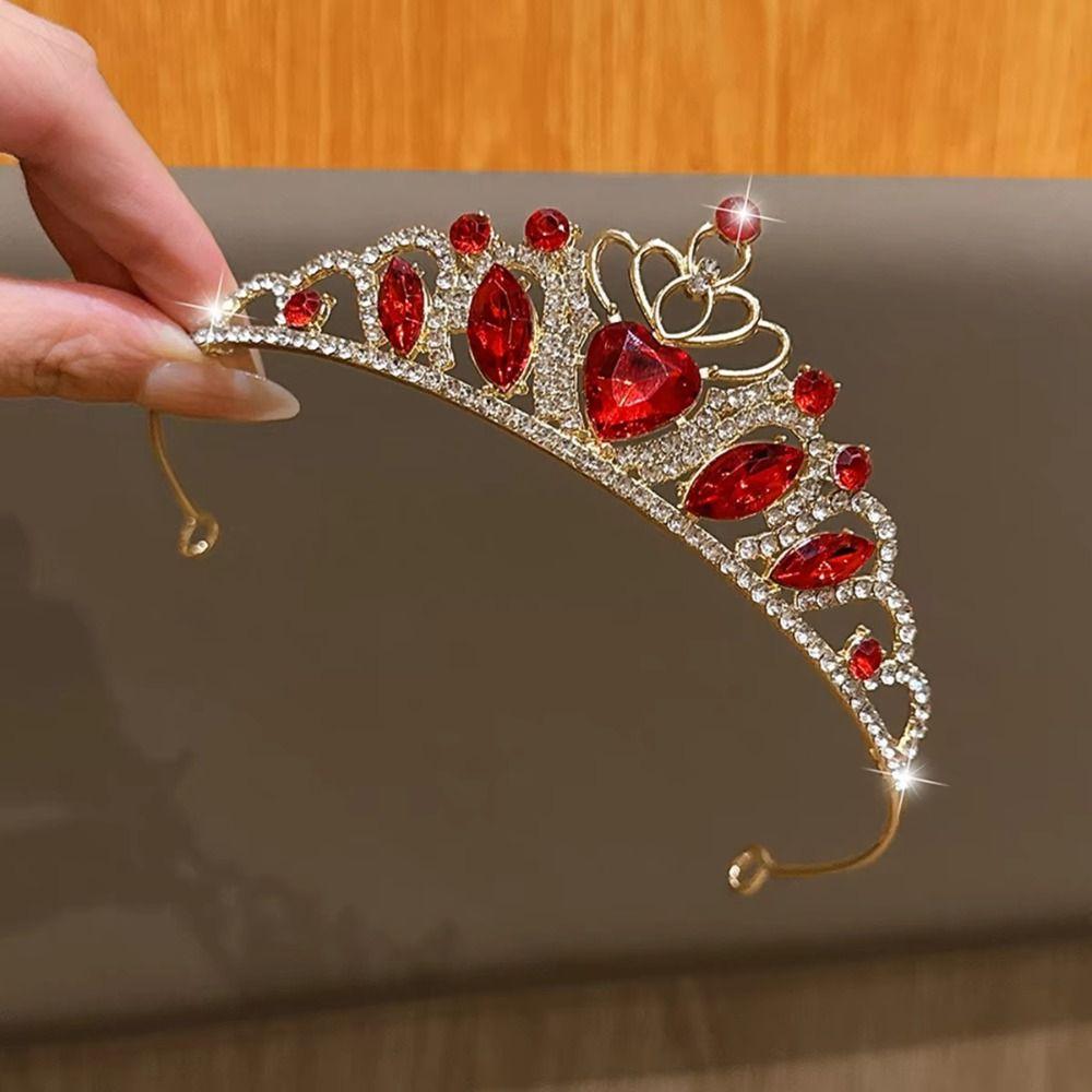 Heart-Shaped Crystal Headpiece Crown Bling Bling Children's Crown  Wedding Dress Accessories