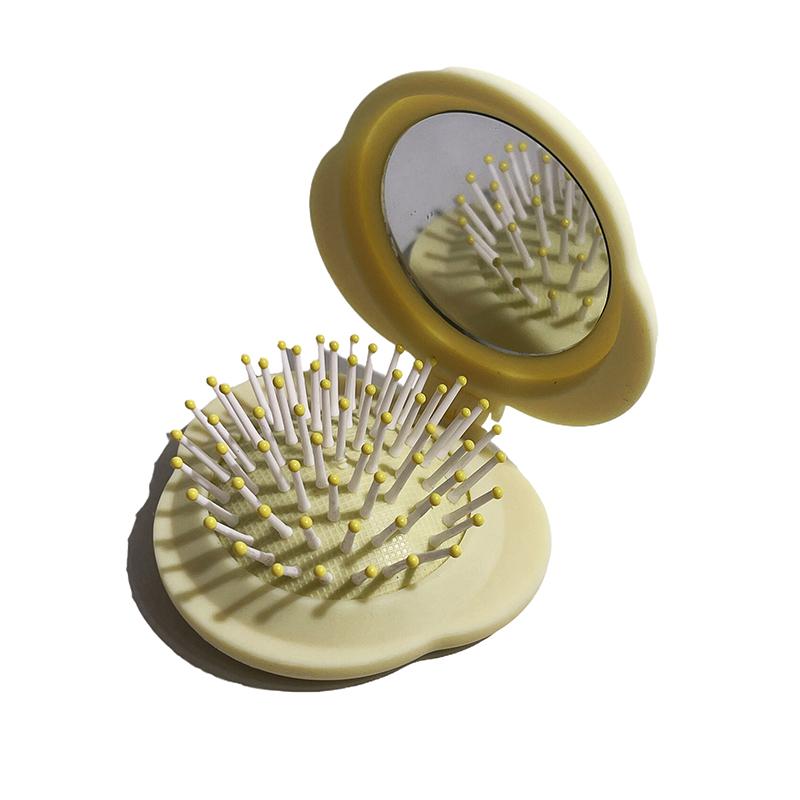 Tragbarer Mini-Haarkamm mit Spiegel Friseursalon Friseur Klein Größe Massage Faltbare Haarbürste 2-in-1 Luftkissenkamm