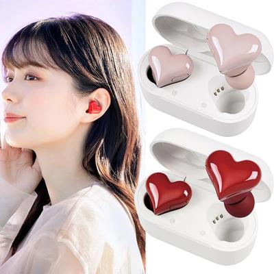 2024 Heart Shape Wireless Headphones Bluetooth 5.3 Active Noise Reduction Earphones HD Calling Earbuds with Charging Box