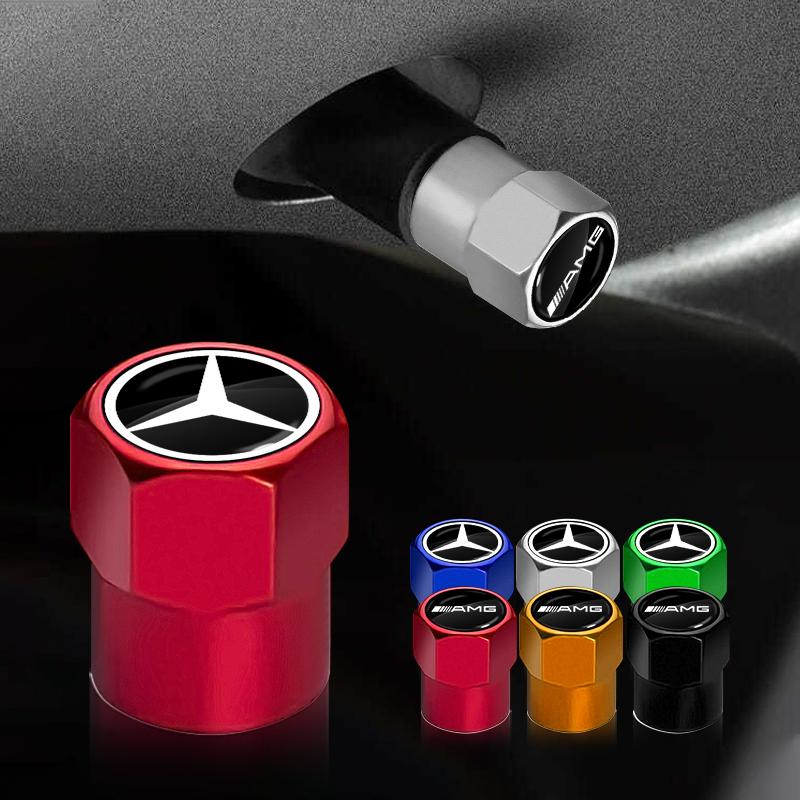 4 stk/sett Bilventilstammekapsler Deksel Vanntett Biltilbehør For Mercedes-Benz AMG CLA CES CLS SLK GLK CLK SLS CLG GLE GLC GLB EQC GLA GLS SLC
