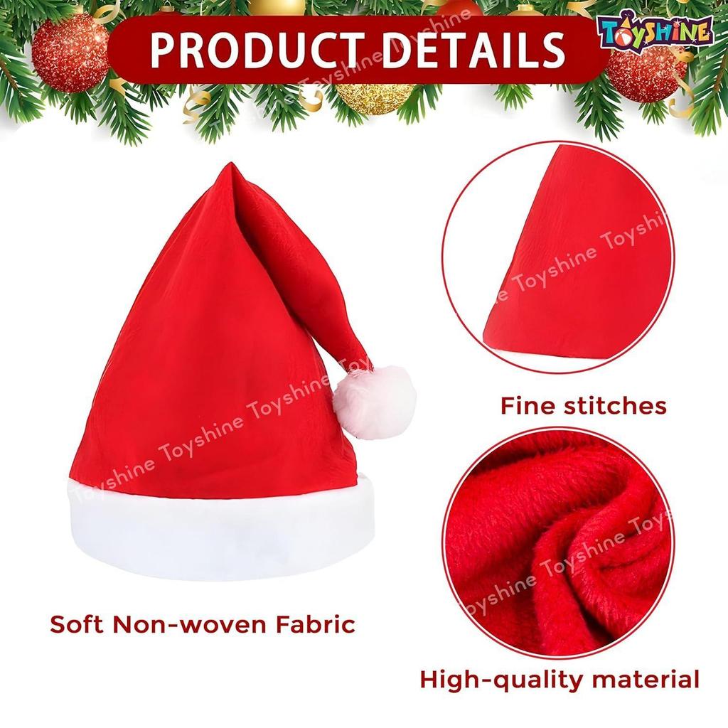 2er-Pack Weihnachtsmannmützen Rote Mütze Kurzer Plüsch mit Weißen Bündchen Vliesstoff Weihnachtsmütze Weihnachtsmannmütze für Erwachsene (rot)