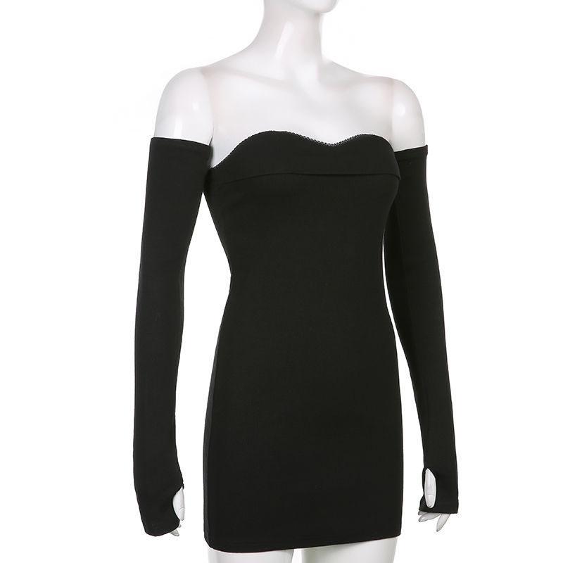 Buy Women's Sexy Oneshoulder Tube Top Dress Black Tight Sweetheart