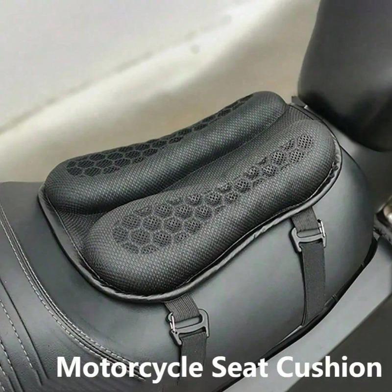 3D Honeycomb Motorcycle Seat Pad - Gel Cushion with Breathable Mesh, Universal Shock-Absorbing Cover for Long Distance