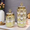 Gold-plated Ceramic Vase with Lid Desk Decoration Flowers Arrangement Artificial Flower Floral Vases Room Aesthetic Decor