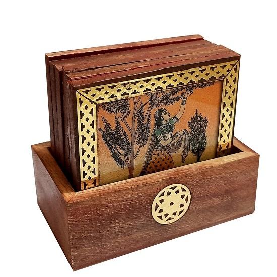 Traditional Gemstone Painting Tea Coffee Coaster Set    Handicrafts  Home Decor   Decorative Items In Living Room, Bedroom