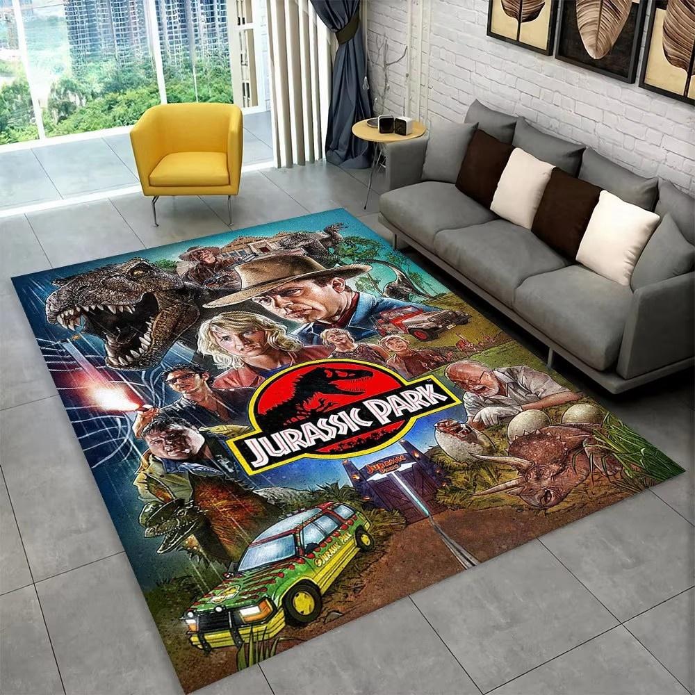 3D J-Jurassic Park Dinosaur Carpet Large Area Rug Bedroom Kids’ Playroom Floor Mat Non-Slip Living Room Decor Fun Sofa Accent