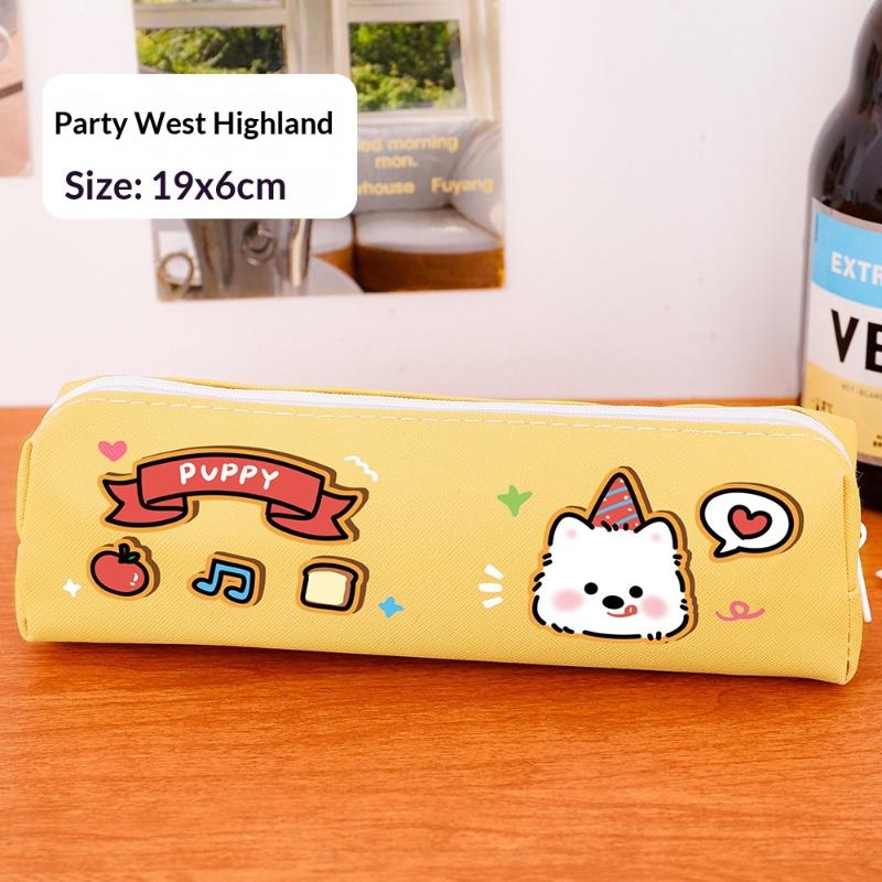 Cute Western Highland Pencil Case Student Portable Stationery Pen Box Cartoon Return To School Stationery Organizer Supplies