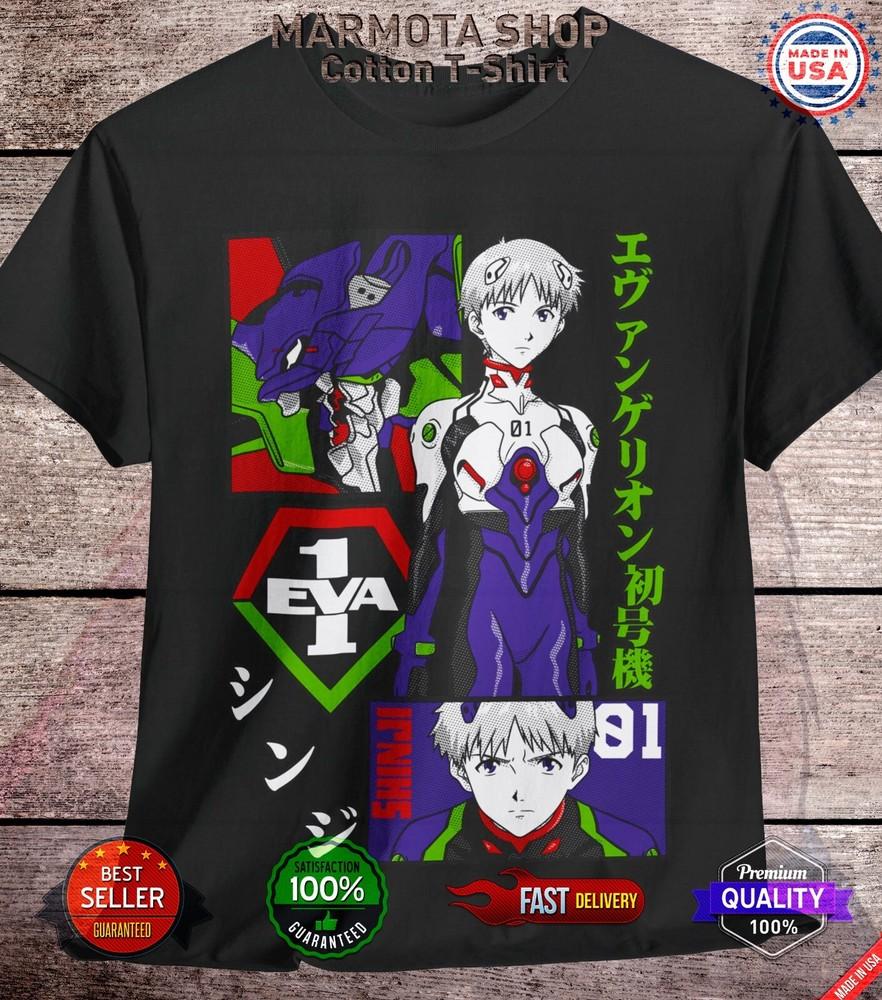 

Shinji Ikari Shirt Evangelio Anime Tee T-Shirt Asuka Rei Unisex All Size EVA 01 XL