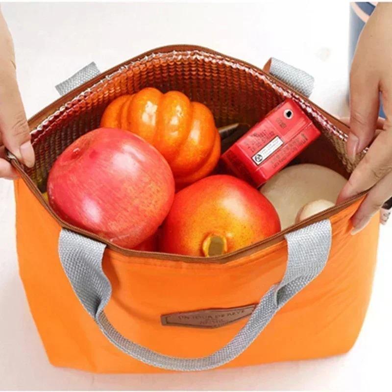 Solid Color Insulated Lunch Bag - Portable Thermal Cooler Bag, Handbag for Camping Picnic Hot & Cold Food Storage