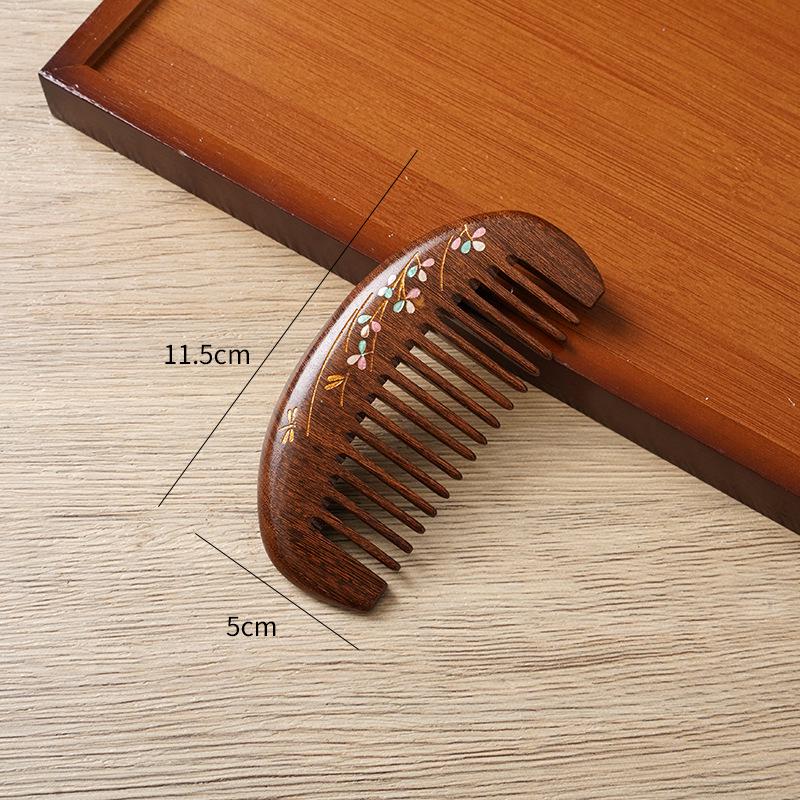 

Расческа из сандалового дерева ручной работы, черного и золотистого цвета: Гладкая лаковая посуда для дам с гравированным логотипом в подарок