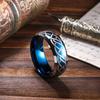 Fashion 8mm Men Blue Stainless Steel Rings Viking Celtic Knot Engagement Rings For Men Women Wedding Band Jewelry Drop Shipping