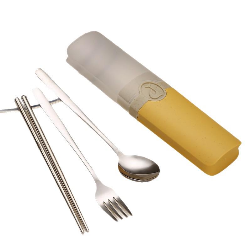 Portable Stainless Steel Korean Cutlery Set: Spoon, Fork & Chopsticks for Students, Kids, Business, or Camping.