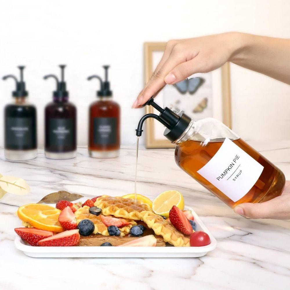 Clear Glass Syrup Bottle Precise Dispensing Coffee Bar Accessories Hand Soap Dispenser Coffee Shop