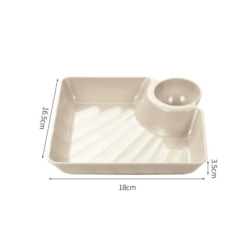 Wielofunkcyjny Uchwyt na Ketchup do Frytek Talerz na Pierogi z Talerzykiem na Ocet Naczynie na Przekąski Naczynie na Przyprawy 2-przegródkowe Pierogi Deser