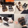Retro round head splicing shallow mouth single shoes women's autumn new with skirt versatile flat Mary Jane shoes