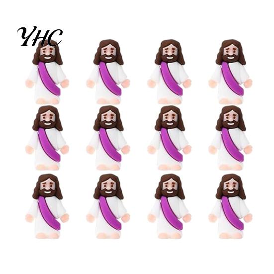 PVC Jesus Figure 12/48Pcs Mini Figurine Savior Model Statue Sculpture Desktop Decoration Easter Ornament Christmas Festival Gift