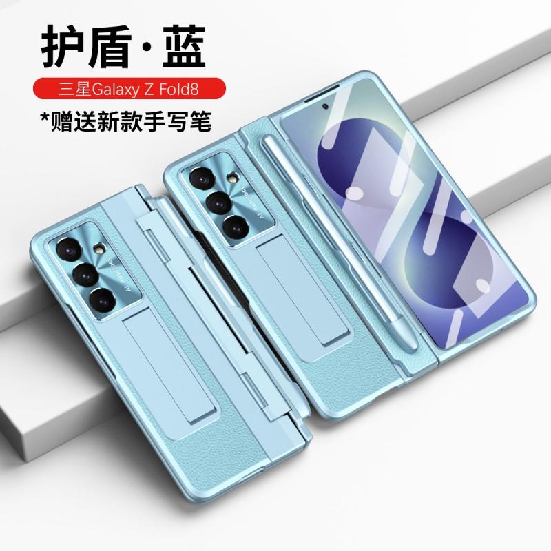 Full Coverage Foldable Phone Case Galaxy Z Fold8 Fold7 Fold6 With Kickstand Shockproof PC Shell Vegan Leather