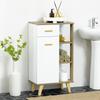 Modern Bathroom Cabinet With Drawer And Wooden Shelves 50x30x89cm White