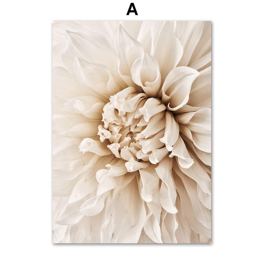 

Бежевый георгин пион роза ромашка цветок лист плакаты и принты холст картины скандинавские настенные художественные картины гостиная домашний декор 40X60cm No Frame