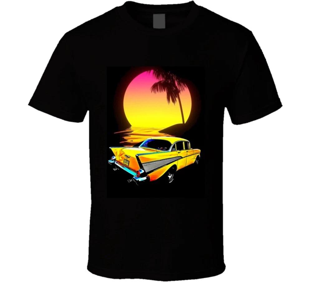 Summer Fun Yellow 57 Chevy Muscle Car Classic Gift T Shirt XL
