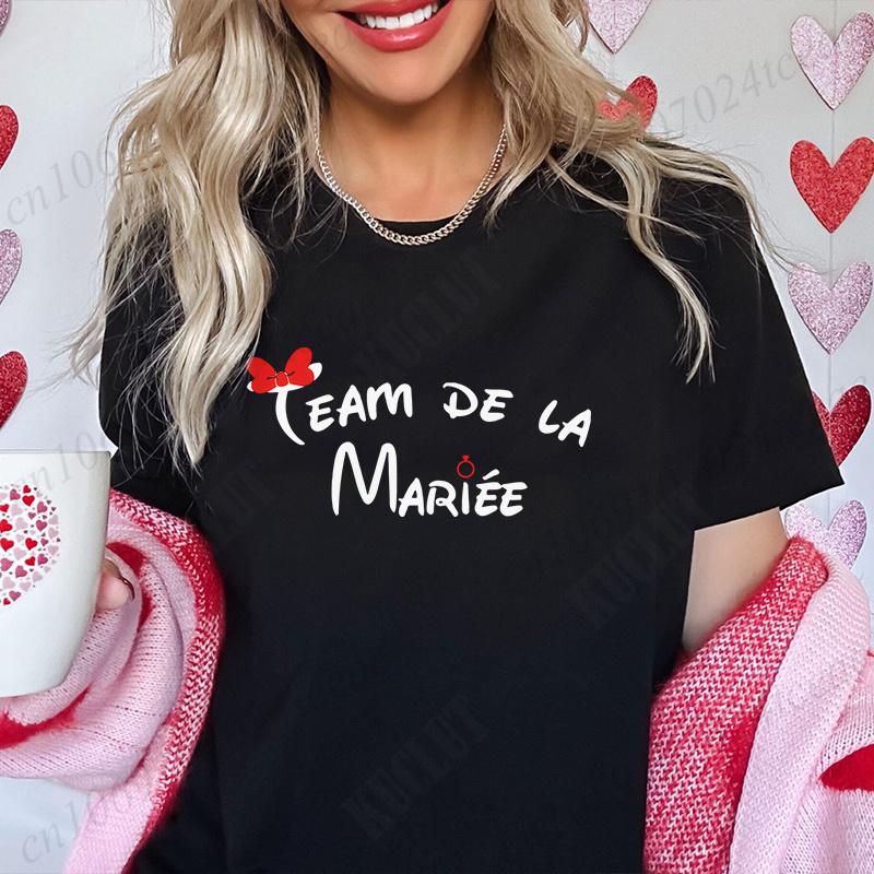 Bachelorette Hen Party Evjf Future Team Bride T-Shirt French Women Short Sleeved Tees Graphic Tops Bridal Shower Wedding Clothes