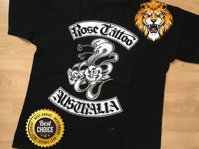 Tricou cu benzi tatuate cu trandafir S-3XL A2563