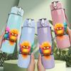 1PC Three Colorful Bird Cartoon 750ml Color Plastic Sports Water Bottle Leakproof Flip Straw Lid Suitable for Sports Office Home Use